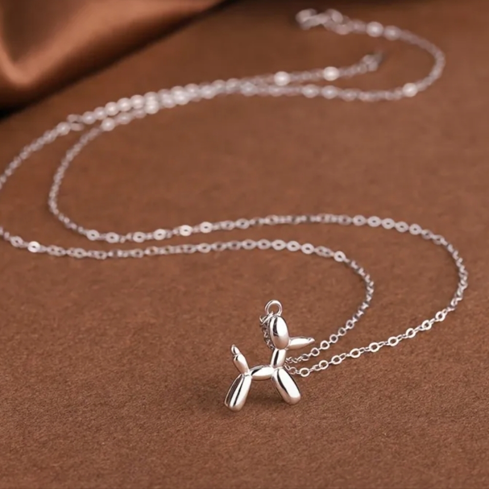 Silver Balloon Dog Necklace
